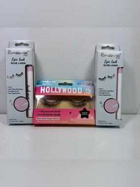 Crème Shop HOLLYWOOD Doll Premium Faux Mink Lashes & 2 Epic Lash Glue Liner